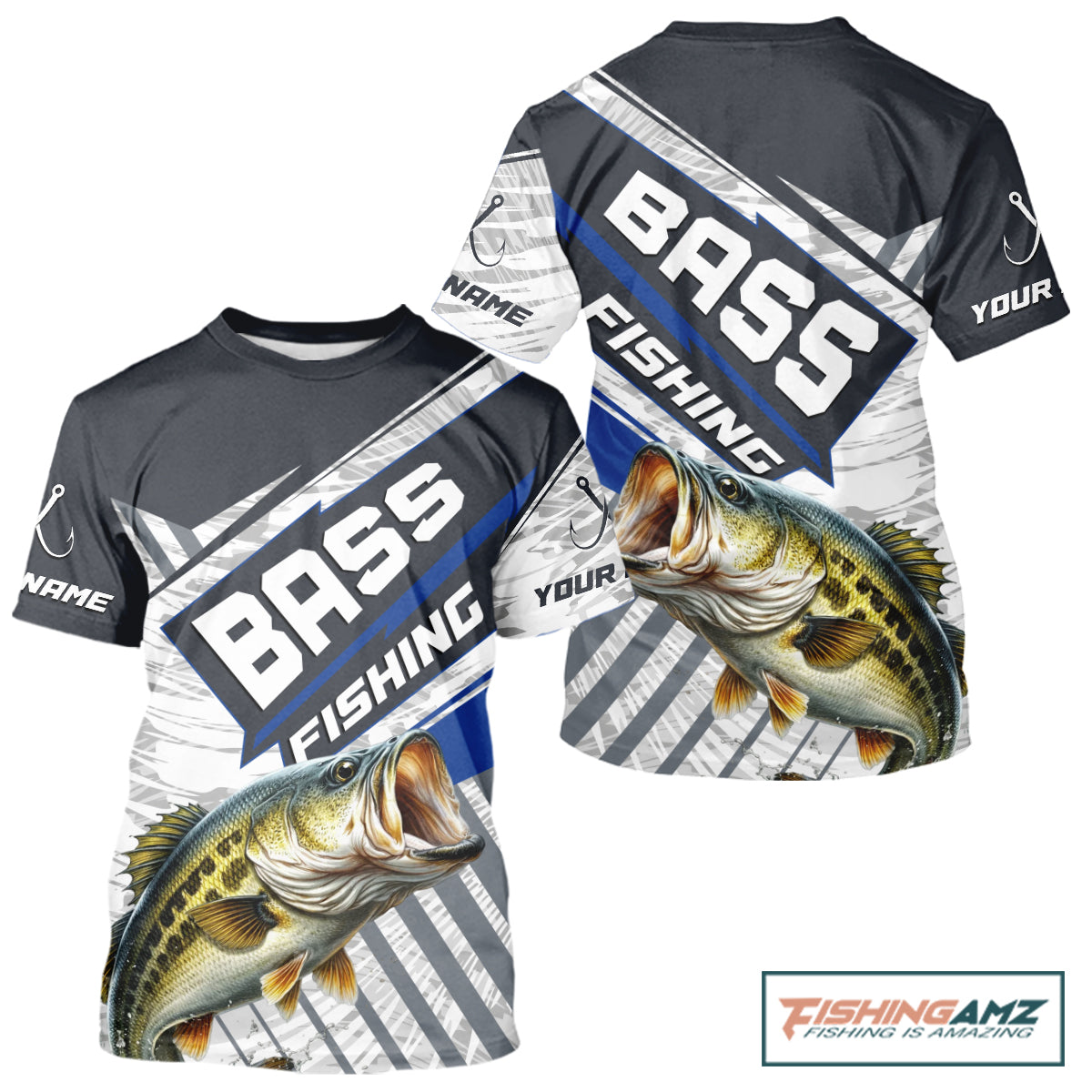 Personalized Bass Fishing Jerseys For Fishing Team, Largemouth Bass Short Sleeve Fishing T-Shirt NHT918
