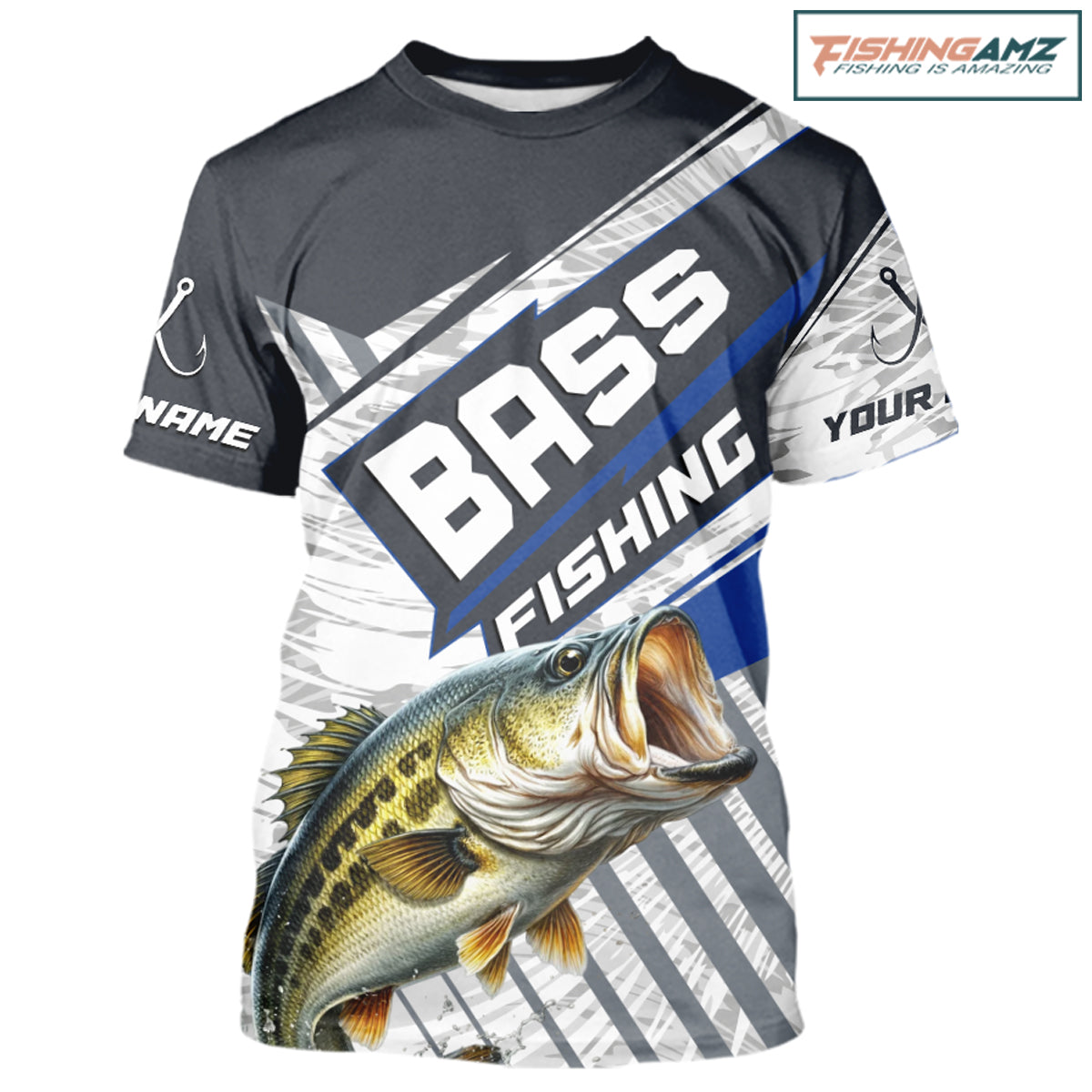 Personalized Bass Fishing Jerseys For Fishing Team, Largemouth Bass Short Sleeve Fishing T-Shirt NHT918