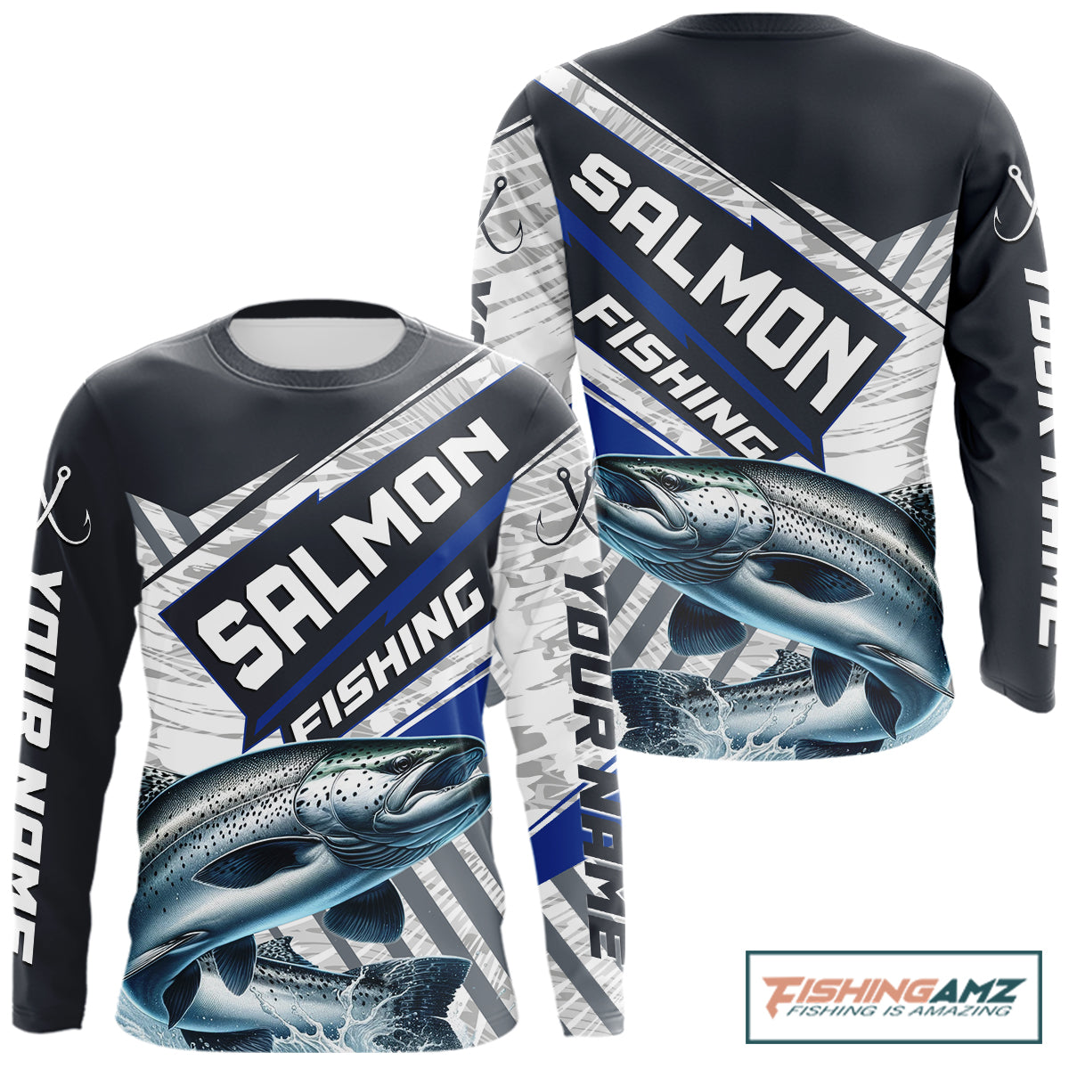 Personalized Chinook Salmon Fishing Jerseys For Fishing Team, Salmon Fishing Shirts Long Sleeve NHT921