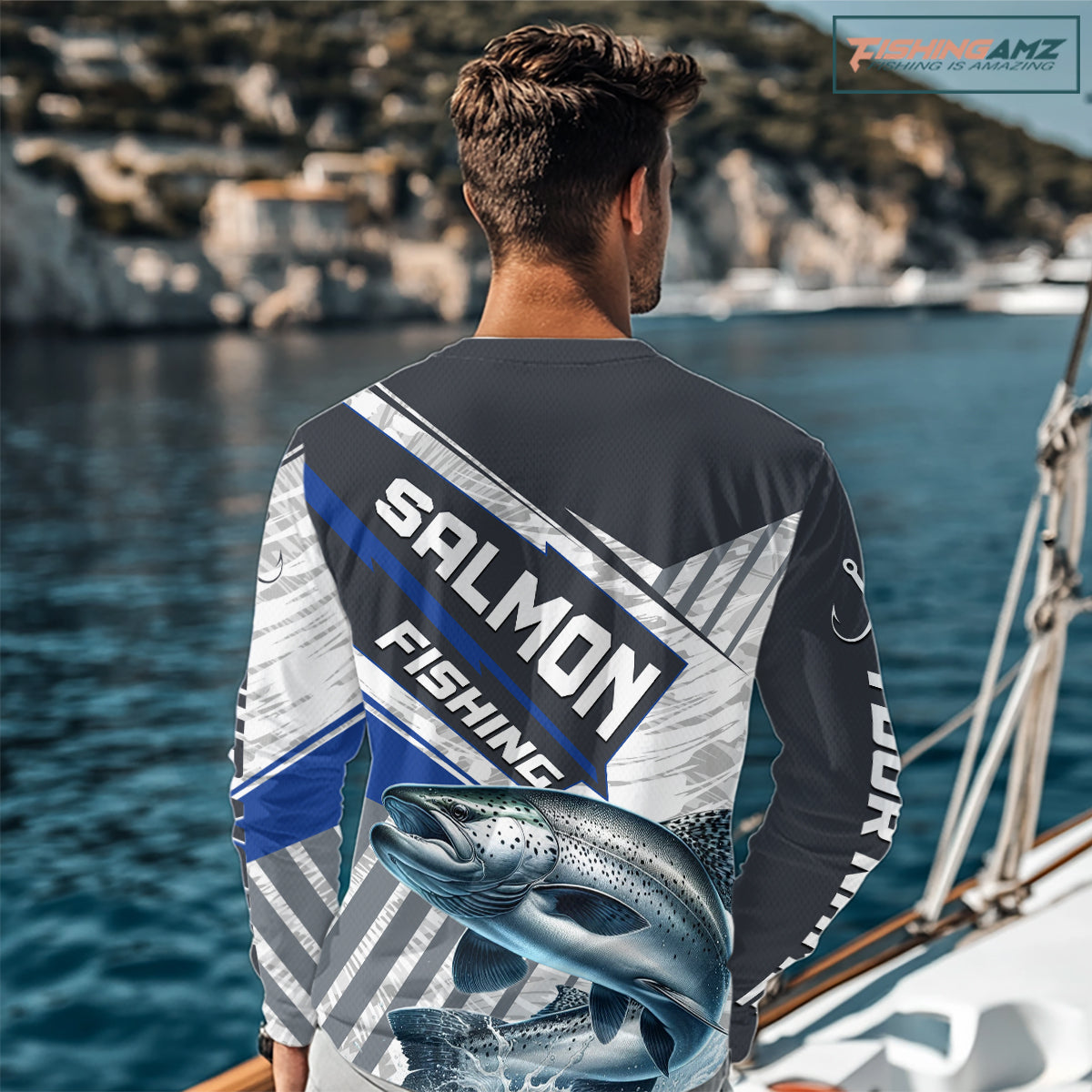 Personalized Chinook Salmon Fishing Jerseys For Fishing Team, Salmon Fishing Shirts Long Sleeve NHT921