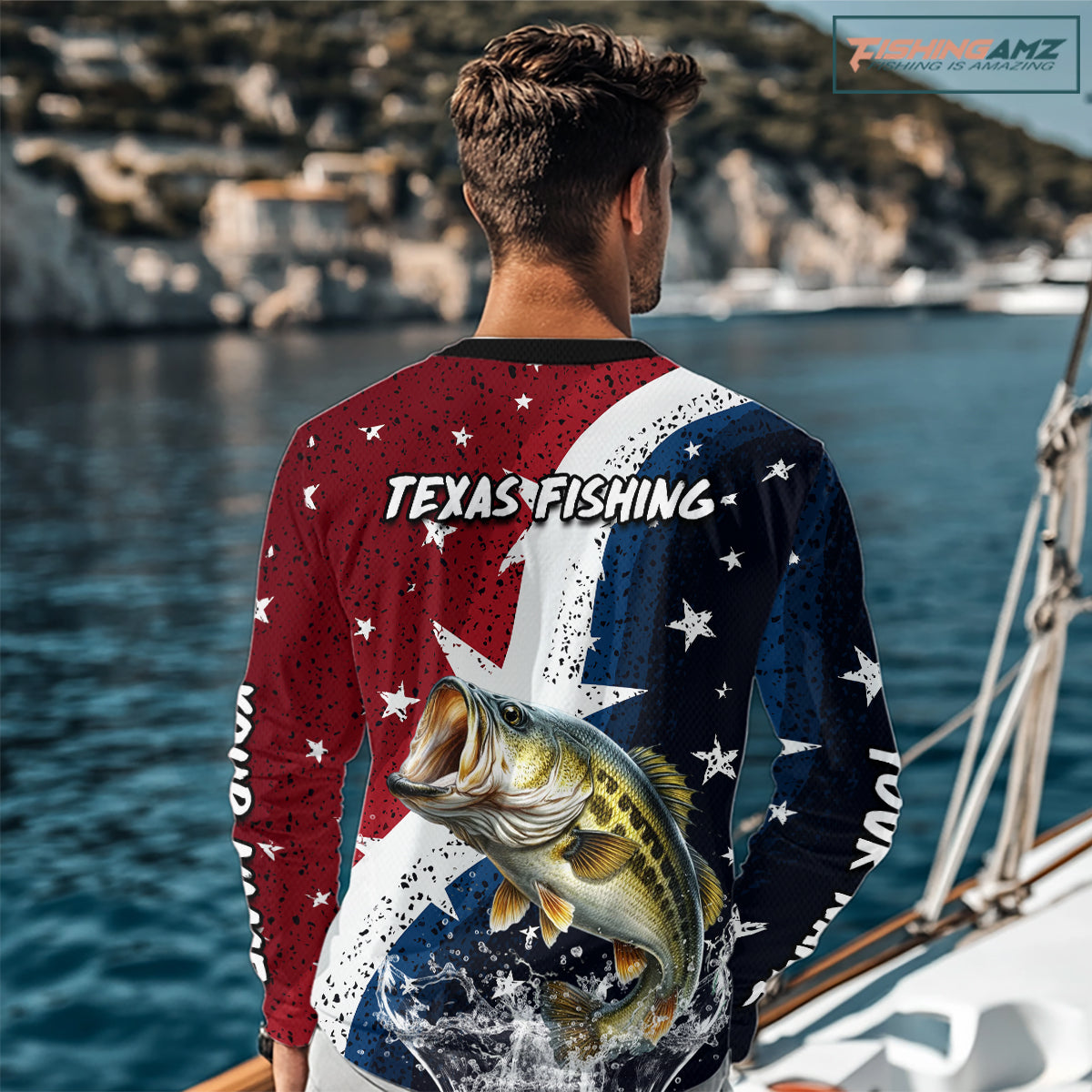 Personalized Texas Flag Bass Fishing Shirt Jerseys, Texas Bass Fishing Shirts Long Sleeve For Men NHT758