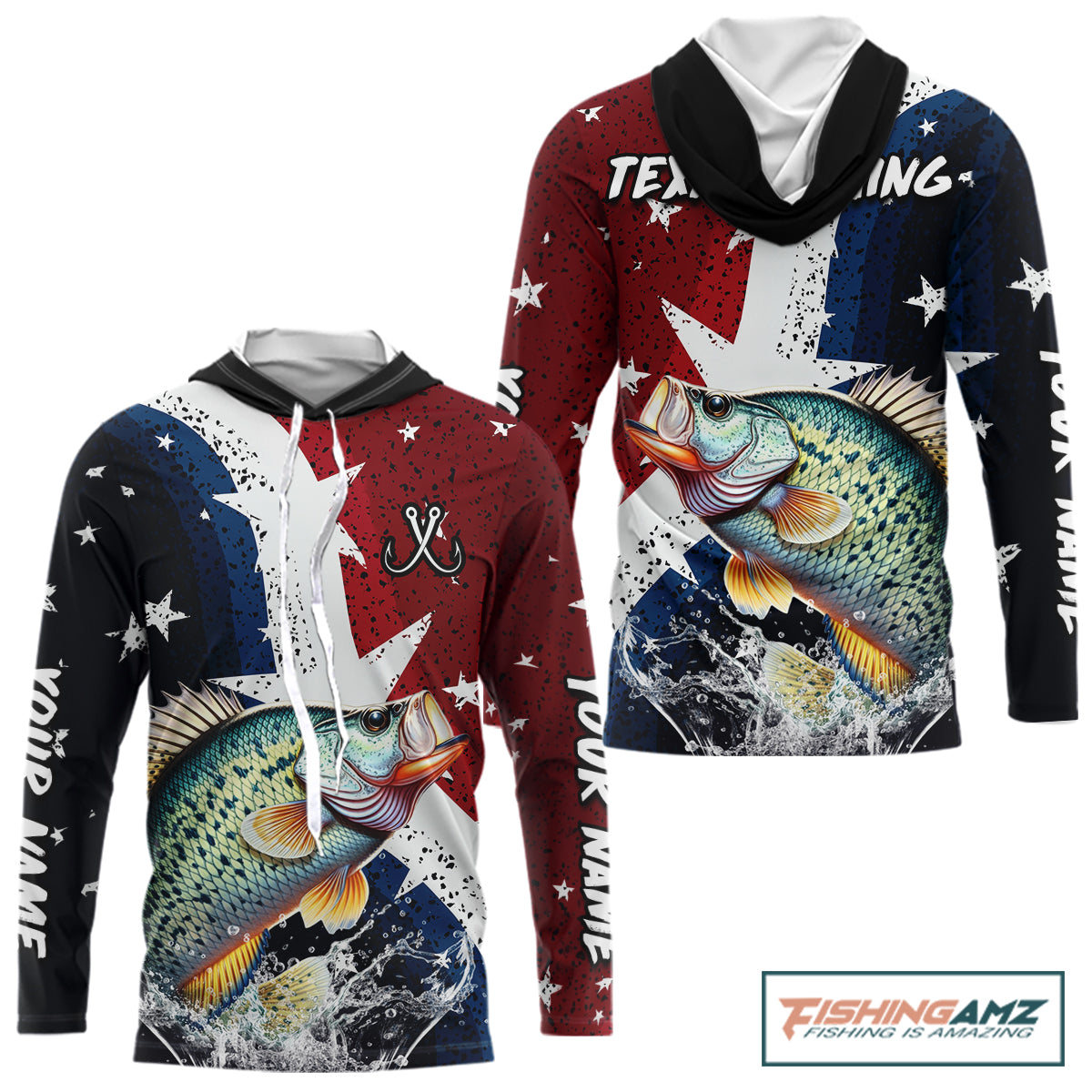 Personalized Texas Flag Crappie Fishing Shirt Jerseys, Texas Crappie Fishing Shirts Long Sleeve Hooded For Men NHT759