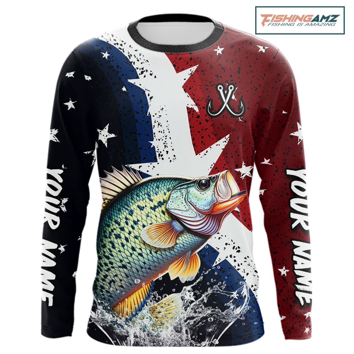 Personalized Texas Flag Crappie Fishing Shirt Jerseys, Texas Crappie Fishing Shirts Long Sleeve For Men NHT759