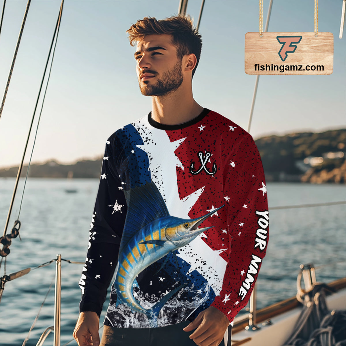 Personalized Texas Flag Sailfish Fishing Shirt Jerseys, Texas Sailfish Fishing Shirts Long Sleeve For Men NHT763