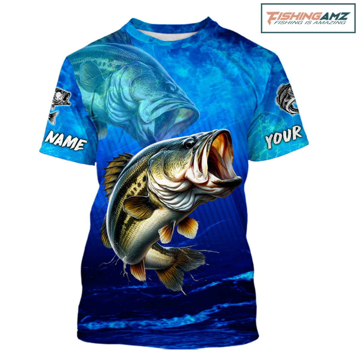 Custom Name Royal Blue Bass Fishing Jersey - Personalized 3D Fishing T - Shirt