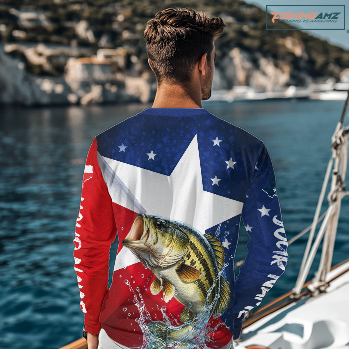 Design Texas Flag Bass Performance Fishing Shirts, Custom Texas Bass Fishing Jersey NHT609