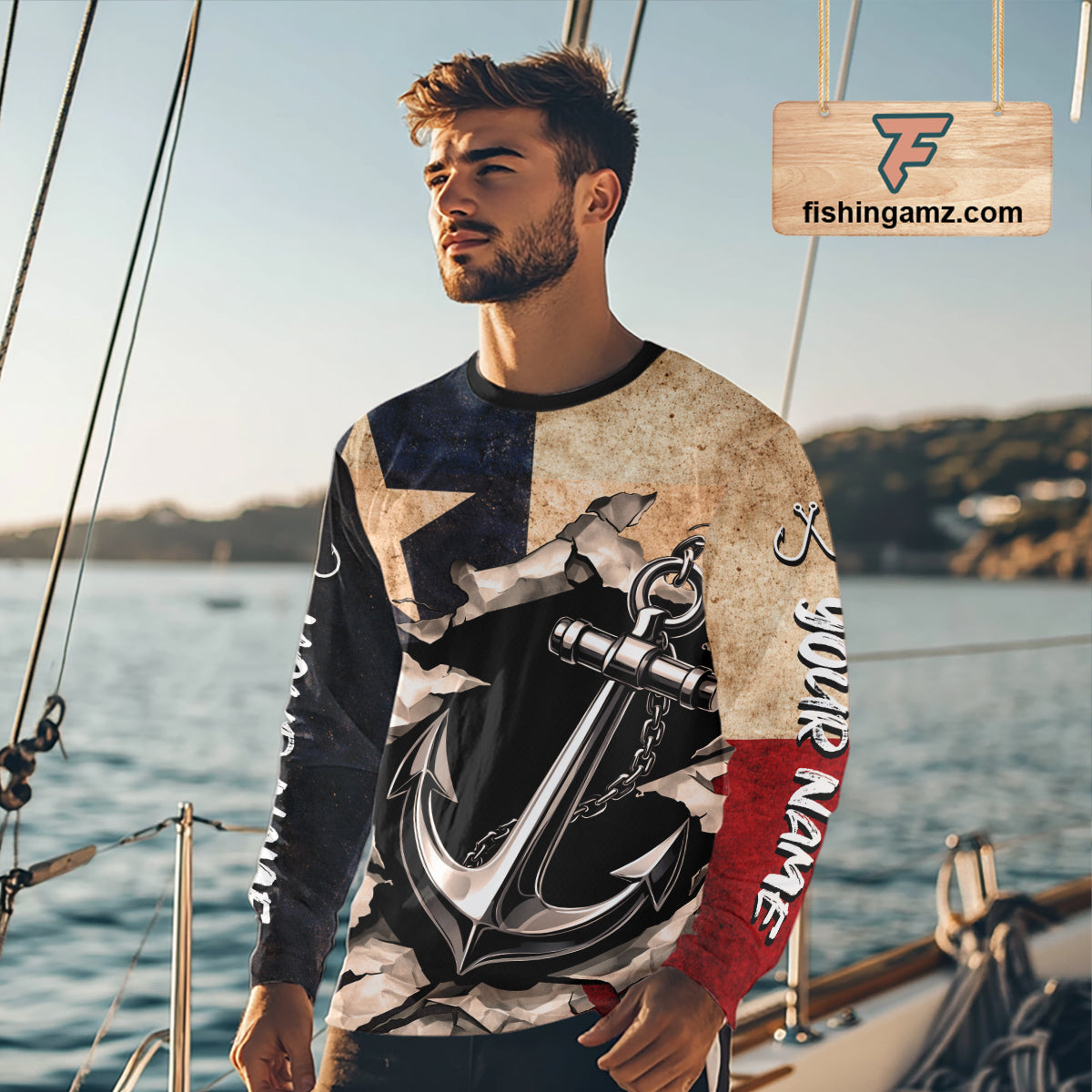 Patriotic Anchor Fishing Shirts Long Sleeve – Texas Flag Vintage Anchor Fisherman Shirt NHT610