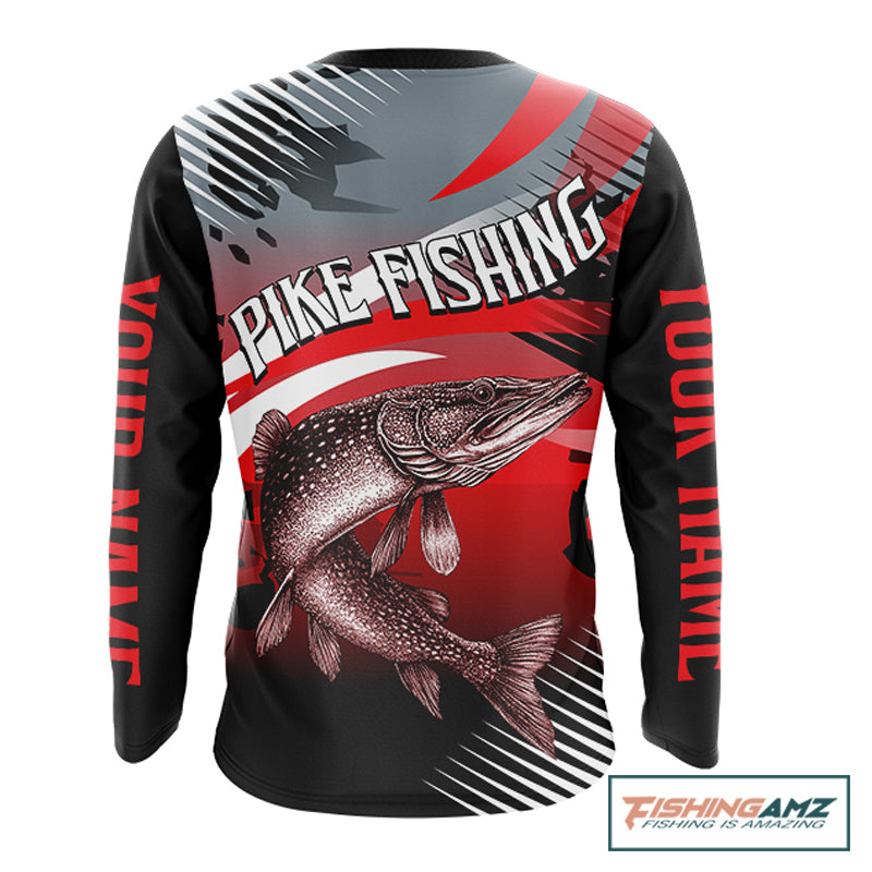 Custom Pike Long Sleeve Performance Fishing Shirts, Pike Fishing Shirt For Men NHT443