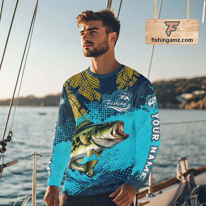 Custom Largemouth Bass Fishing Long Sleeve Tournament Shirts, Bass Fishing Shirts For Men NHT508