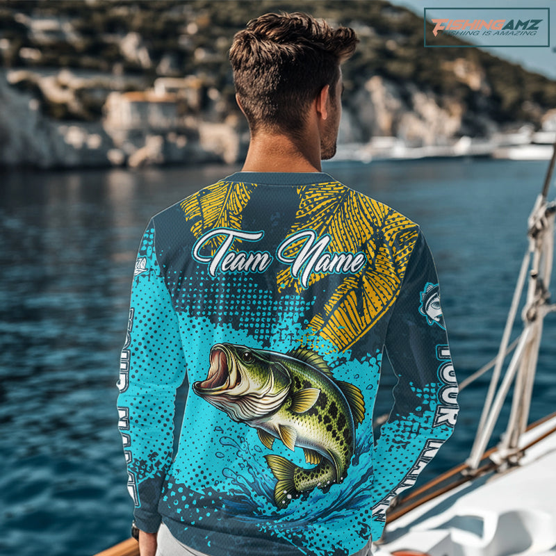 Custom Largemouth Bass Fishing Long Sleeve Tournament Shirts, Bass Fishing Shirts For Men NHT508