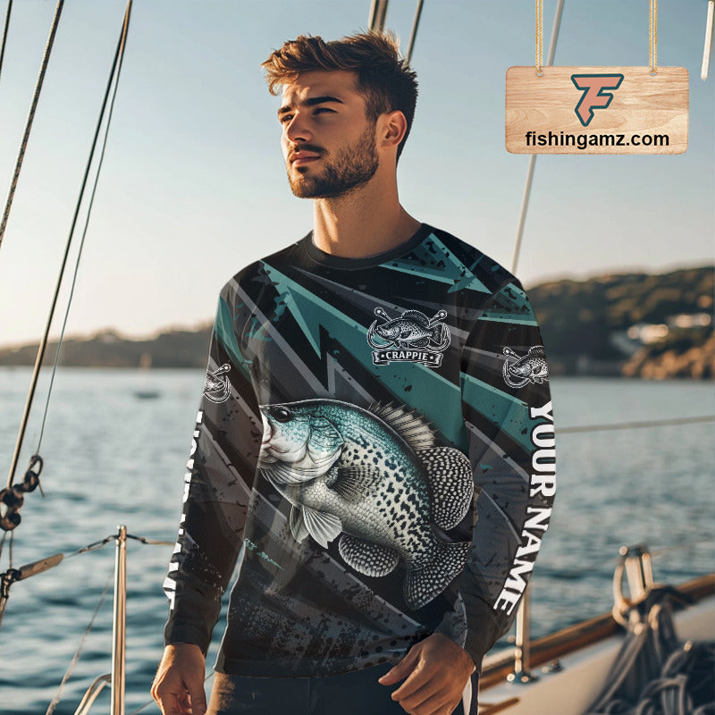 Crappie Custom Long Sleeve Performance Fishing Shirts, Crappie Hunter Fishing Shirt NHT525