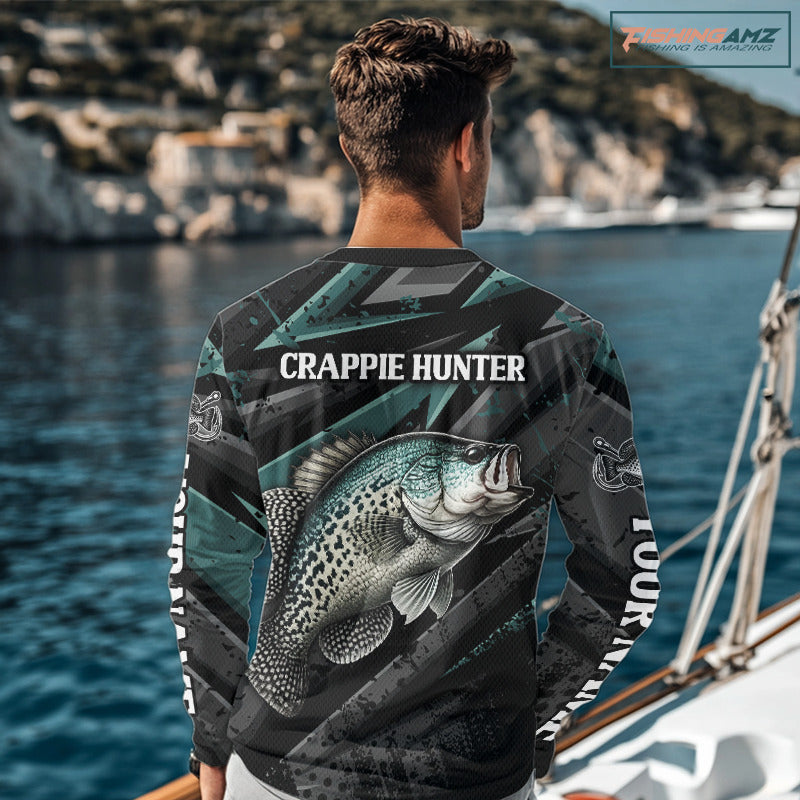 Crappie Custom Long Sleeve Performance Fishing Shirts, Crappie Hunter Fishing Shirt NHT525