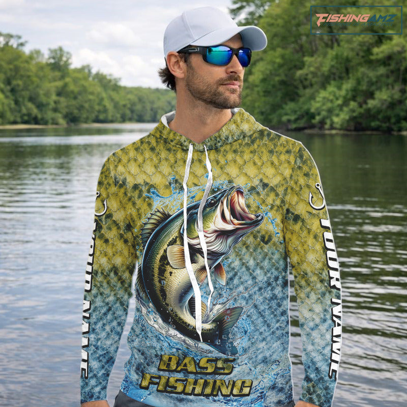 Largemouth Bass Fishing Shirts Long Sleeve, Beautiful Bass Fishing Shirts For Men NHT403