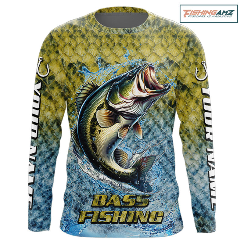 Largemouth Bass Fishing Shirts Long Sleeve, Beautiful Bass Fishing Shirts For Men NHT403