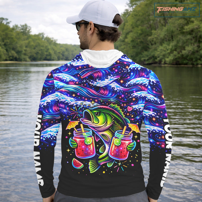 Bass Fishing Shirts Long Sleeve - Neon Bass Shirt, Funny Fishing Gift For Fishermen NHT535