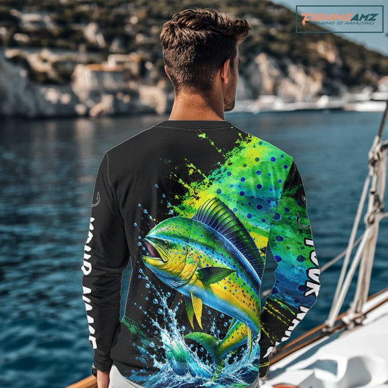Mahi Mahi Fishing Jersey, Dolphin Fish Long Sleeve Shirt, Sport Fishing Shirt For Men NHT1535