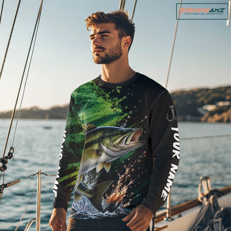 Largemouth Bass Fishing Jersey, Bass Fish Long Sleeve Shirt, Sport Fishing Shirt For Men NHT1538