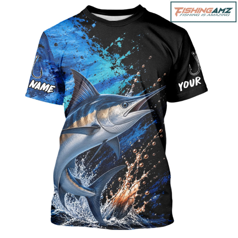 Marlin Fishing Jersey, Marlin Fish Short Sleeve Shirt, Sport Fishing Shirt For Men NHT1537