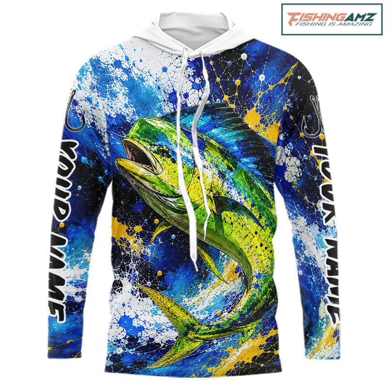Custom Mahi Mahi Fishing Jersey – Saltwater Fishing Shirt Long Sleeve Hooded For Men NHT988