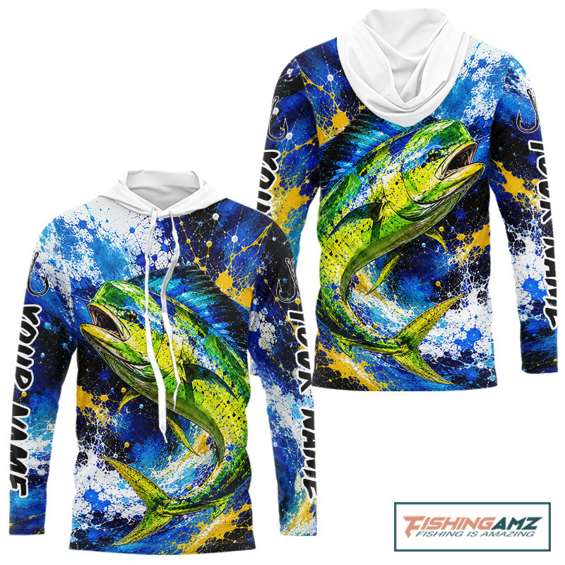 Custom Mahi Mahi Fishing Jersey – Saltwater Fishing Shirt Long Sleeve Hooded For Men NHT988
