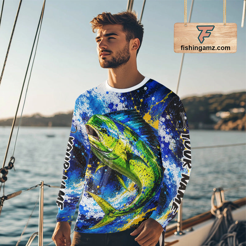 Custom Mahi Mahi Fishing Jersey – Saltwater Fishing Shirt Long Sleeve For Men