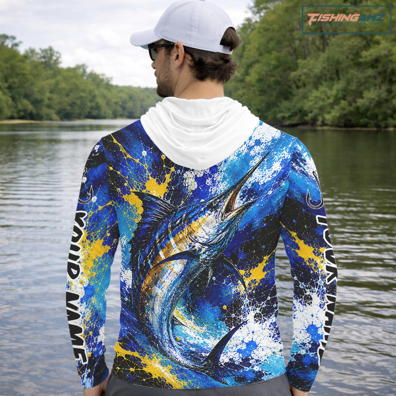 Custom Marlin Fishing Jersey – Saltwater Fishing Shirt Long Sleeve Hooded For Men