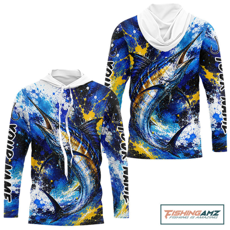 Custom Marlin Fishing Jersey – Saltwater Fishing Shirt Long Sleeve Hooded For Men
