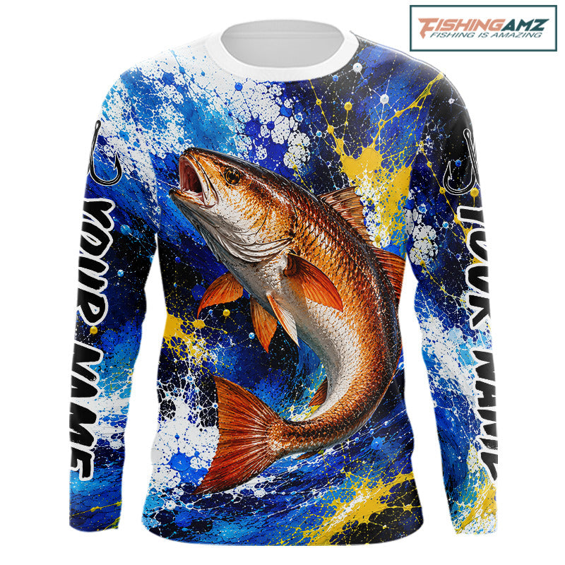 Custom Redfish Fishing Jersey – Saltwater Fishing Shirt Long Sleeve For Men NHT990