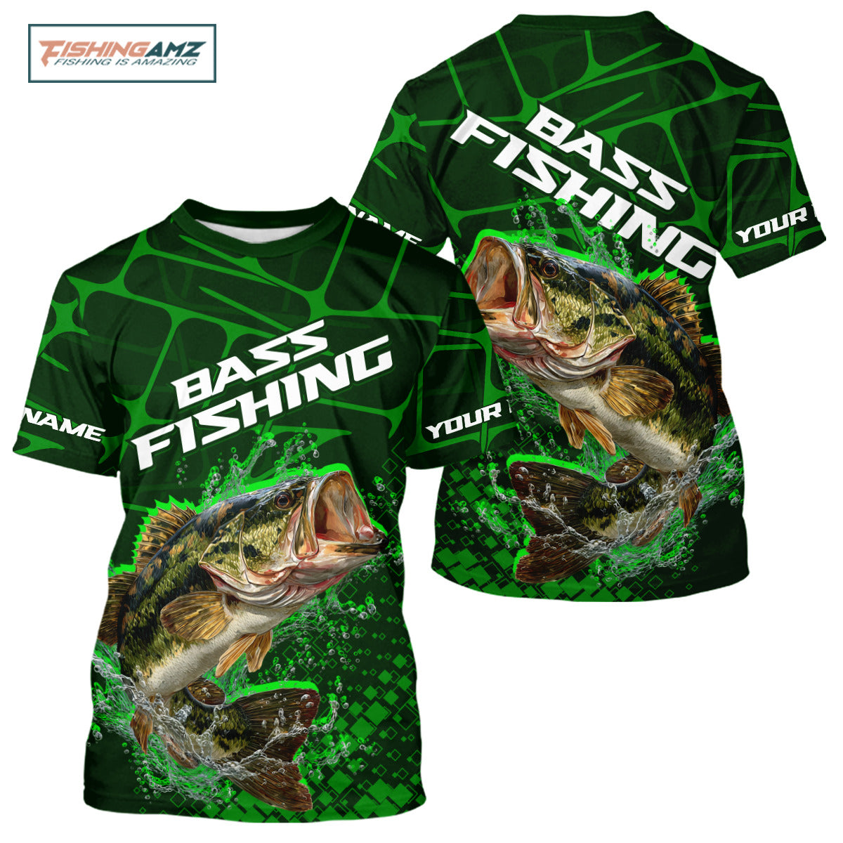 Largemouth Bass Fishing, Fishing T-Shirts Scale, Fishing Gift | Green NHT392