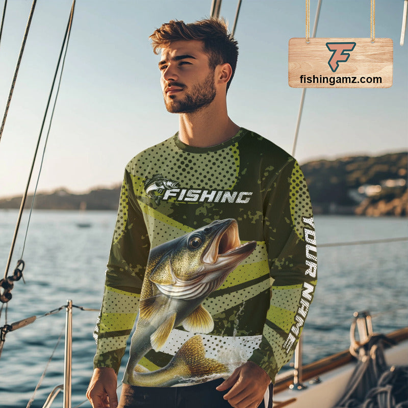 Walleye Fishing Custom Performance Fishing Shirts, Walleye Fishing Jerseys For Men NHT500