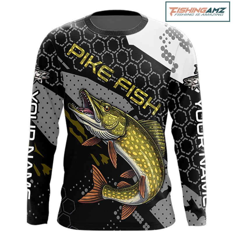 Custom Pike Long Sleeve Fishing Shirts For Men, Design Pike Fishing Jerseys NHT446