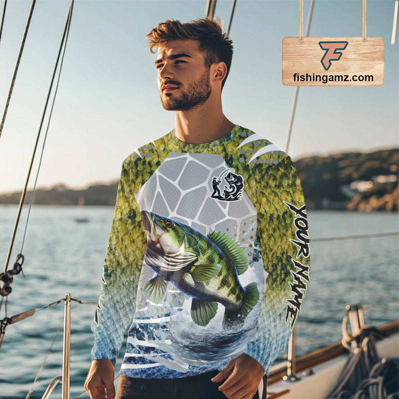 Beautiful Bass Fishing Shirts Long Sleeve Customize Name Fishing Personalized Gift NHT404