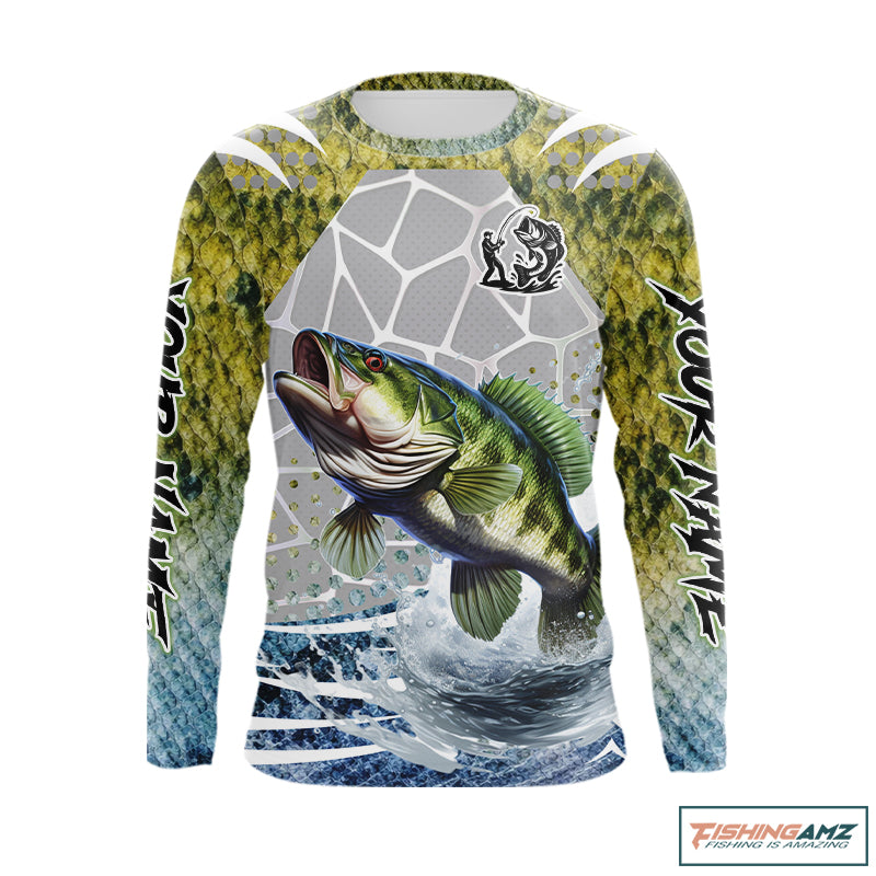 Beautiful Bass Fishing Shirts Long Sleeve Customize Name Fishing Personalized Gift NHT404