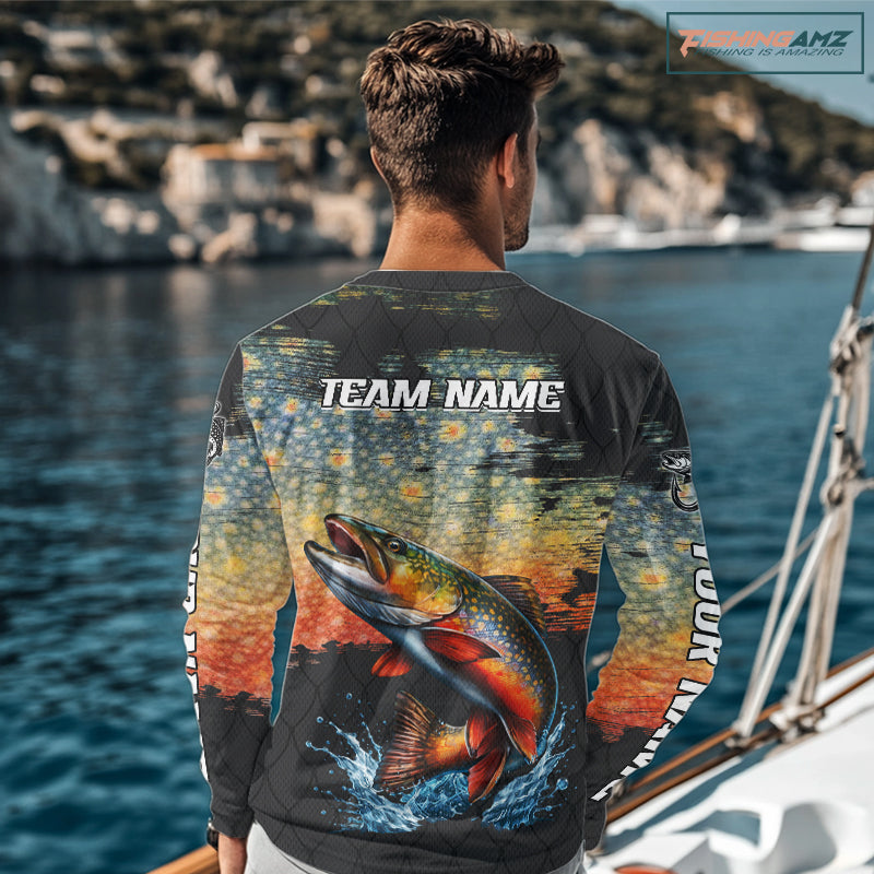 Brook Trout Fishing Shirt Long Sleeve Custom Fishing Jerseys, Trout Fishing Shirts NHT417