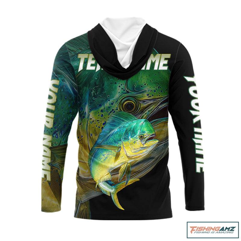 Mahi Mahi (Dorado) Fishing Customize Name Fishing Shirts Long Sleeve Hooded For Men NHT569