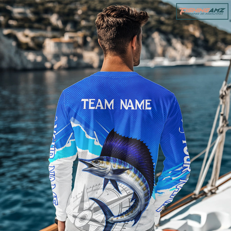 Sailfish Fishing Custom Fishing Shirts Long Sleeve For Men, Sailfish Saltwater Fishing Shirt NHT644
