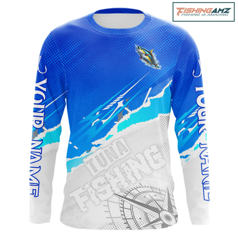 Tuna Fishing Custom Fishing Shirts Long Sleeve For Men, Tuna Saltwater Fishing Shirt NHT645