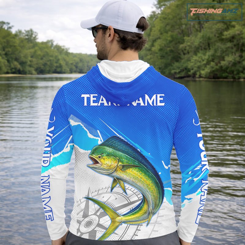 Mahi Mahi( Dorado) Fishing Custom Hooded Fishing Shirts Long Sleeve For Men, Mahi Mahi Saltwater Fishing Shirt NHT646