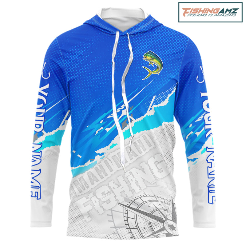 Mahi Mahi( Dorado) Fishing Custom Hooded Fishing Shirts Long Sleeve For Men, Mahi Mahi Saltwater Fishing Shirt NHT646
