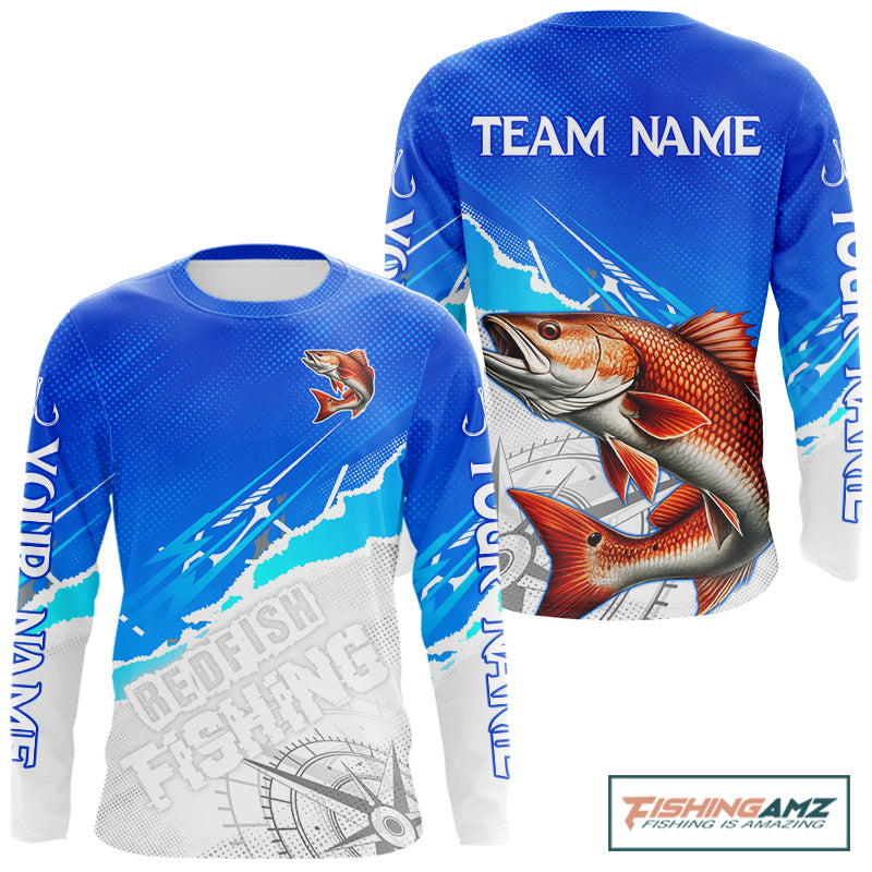 Redfish Fishing Custom Fishing Shirts Long Sleeve For Men, Redfish Saltwater Fishing Shirt NHT647