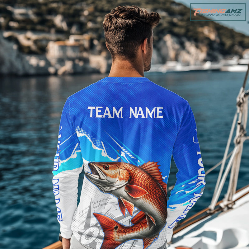 Redfish Fishing Custom Fishing Shirts Long Sleeve For Men, Redfish Saltwater Fishing Shirt NHT647