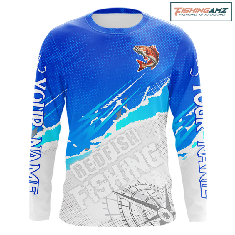 Redfish Fishing Custom Fishing Shirts Long Sleeve For Men, Redfish Saltwater Fishing Shirt NHT647