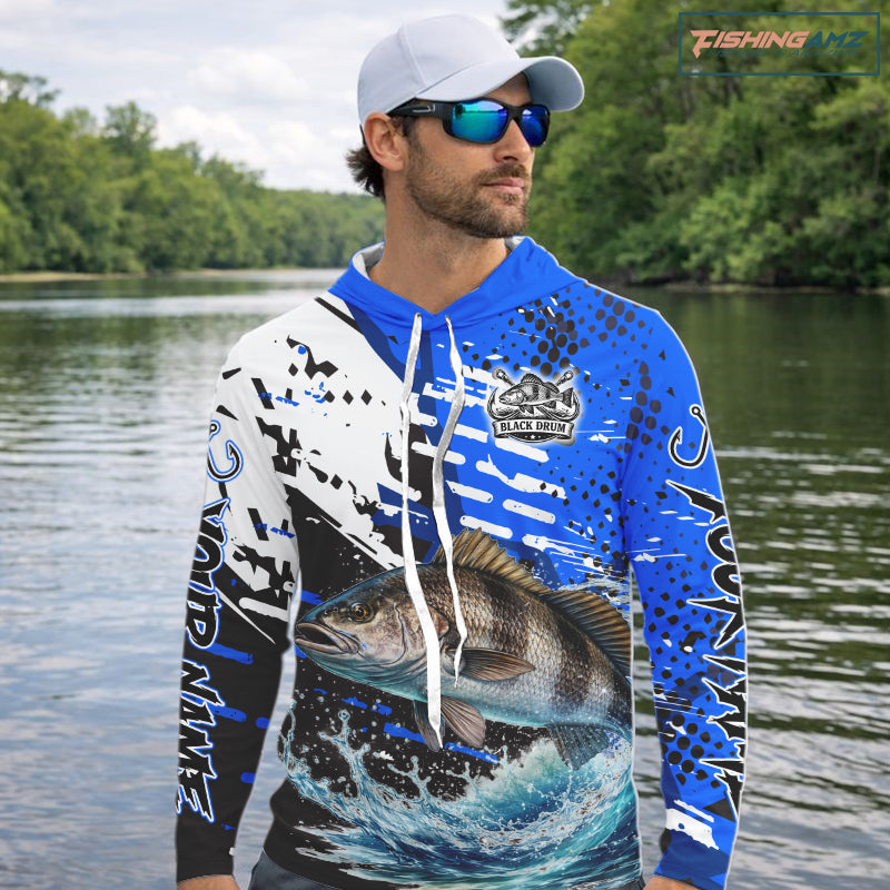 Personalized Black Drum Fishing Jerseys For Fishing Team, Tournament Fishing Shirts NHT448