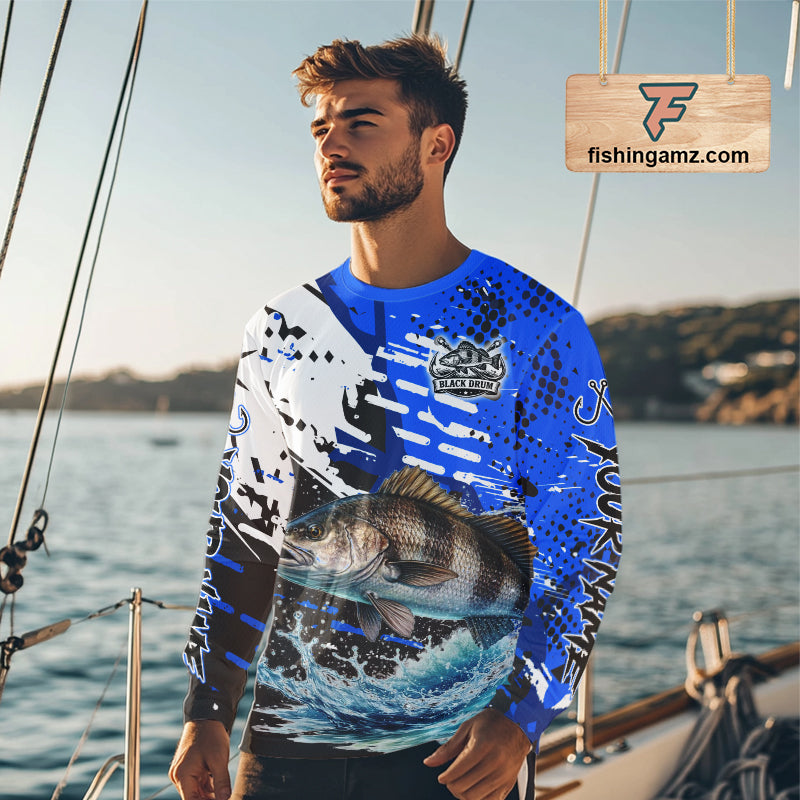 Personalized Black Drum Fishing Jerseys For Fishing Team, Tournament Fishing Shirts NHT448