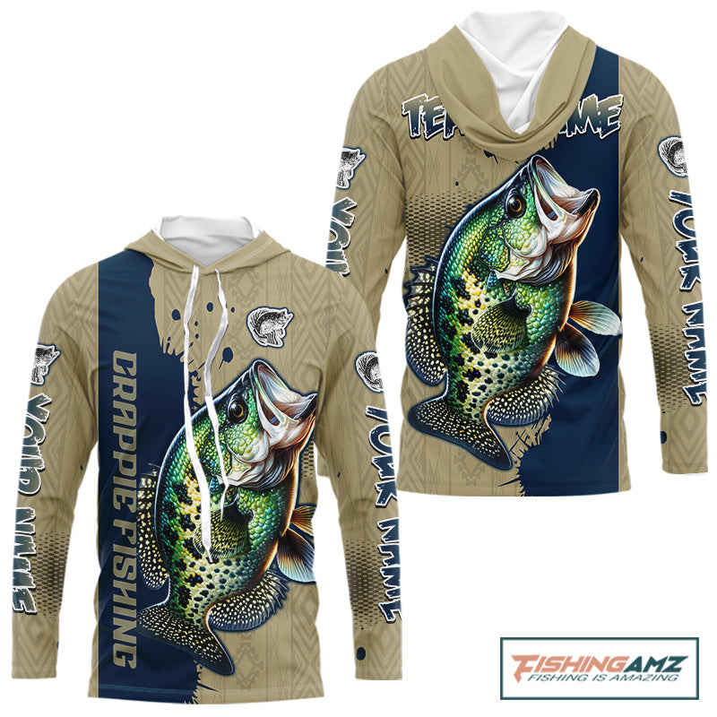 Personalized crappie fishing shirt long sleeve Hooded for men, crappie fishing jersey