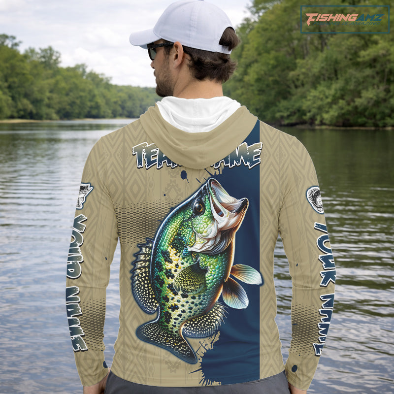 Personalized crappie fishing shirt long sleeve Hooded for men, crappie fishing jersey