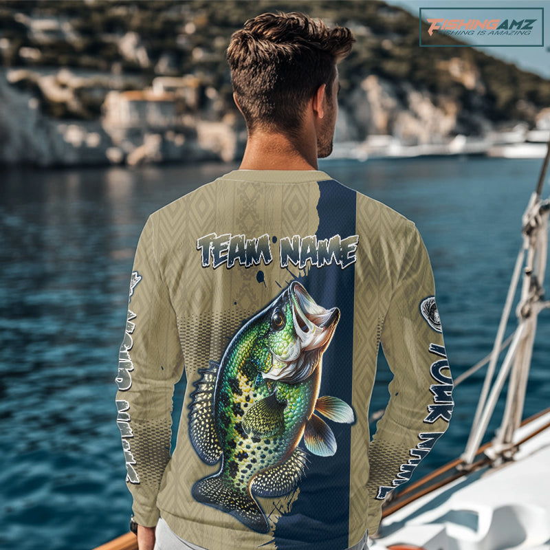 Personalized Crappie Fishing Shirts Long Sleeve For Men , Crappie Fishing Jerseys NHT510