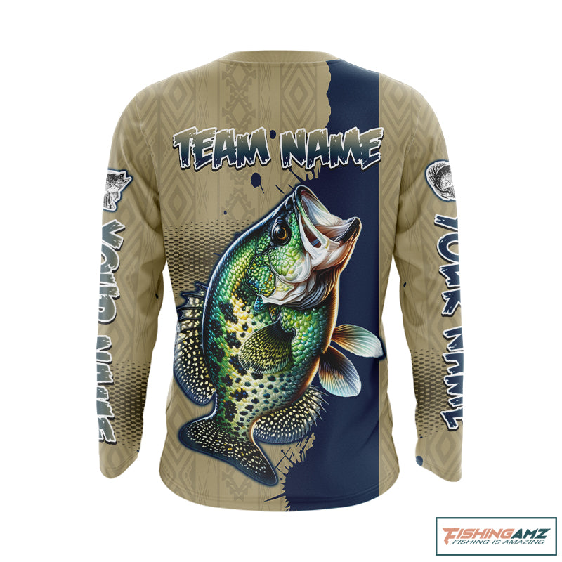 Personalized crappie fishing shirt long sleeve for men, crappie fishing jersey