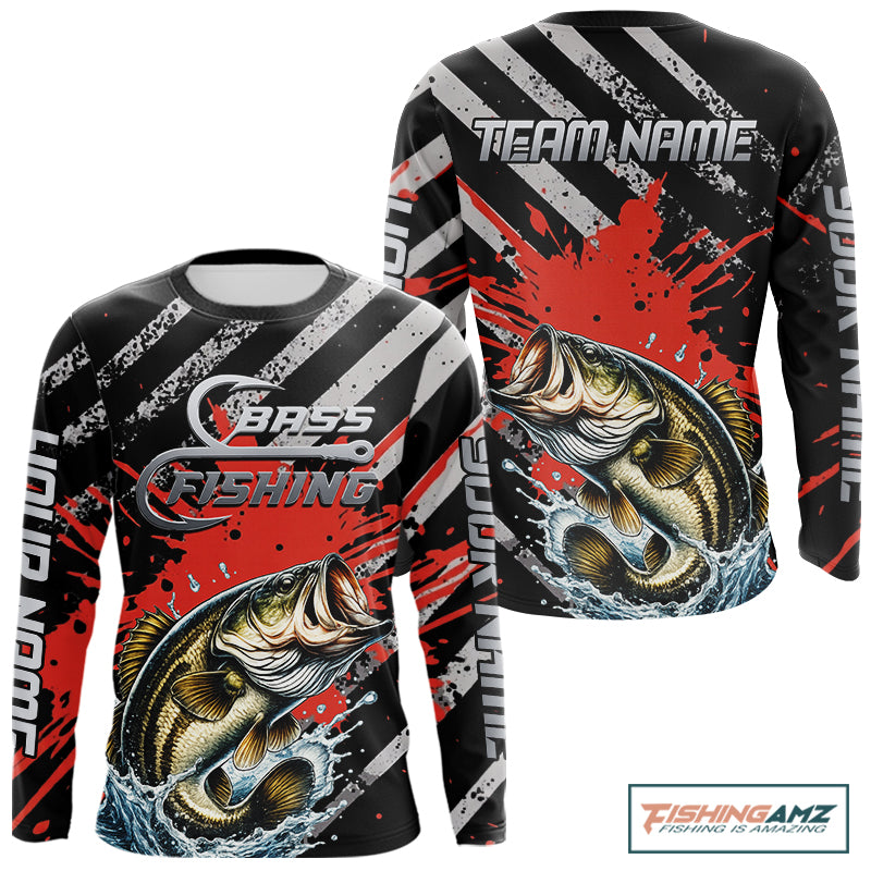 Custom Largemouth Bass Long Sleeve Tournament Fishing Shirts, Largemouth Fishing Jerseys NBT712