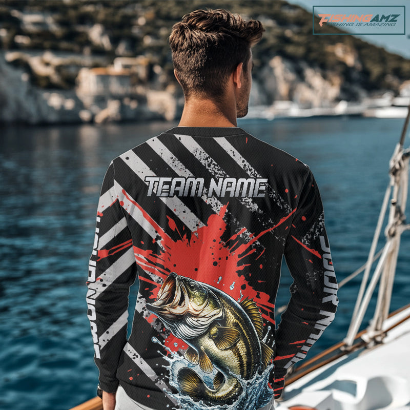 Custom Largemouth Bass Long Sleeve Tournament Fishing Shirts, Largemouth Fishing Jerseys NBT712